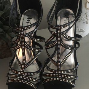 Shi High Heel  Shoe - Black & rhinestone
